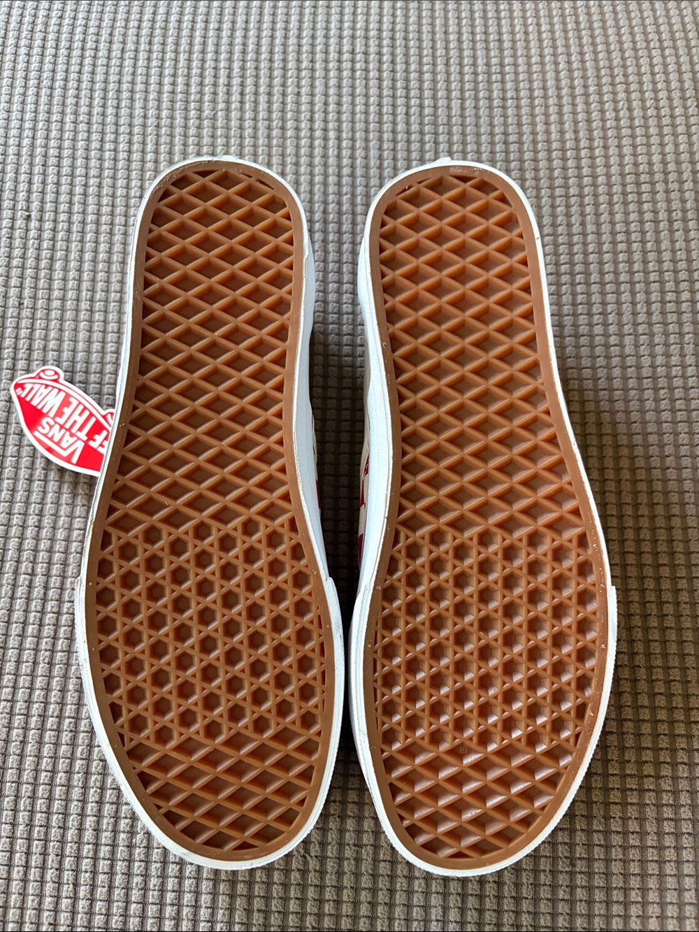 Vans Red and White Checkerboard Slip-On Sneakers - Picture 2 of 4